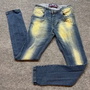 Aero Mens Size 40 28x33 Dirty Wash Jeans Mud Wash Button Fly Y2K Streetwear